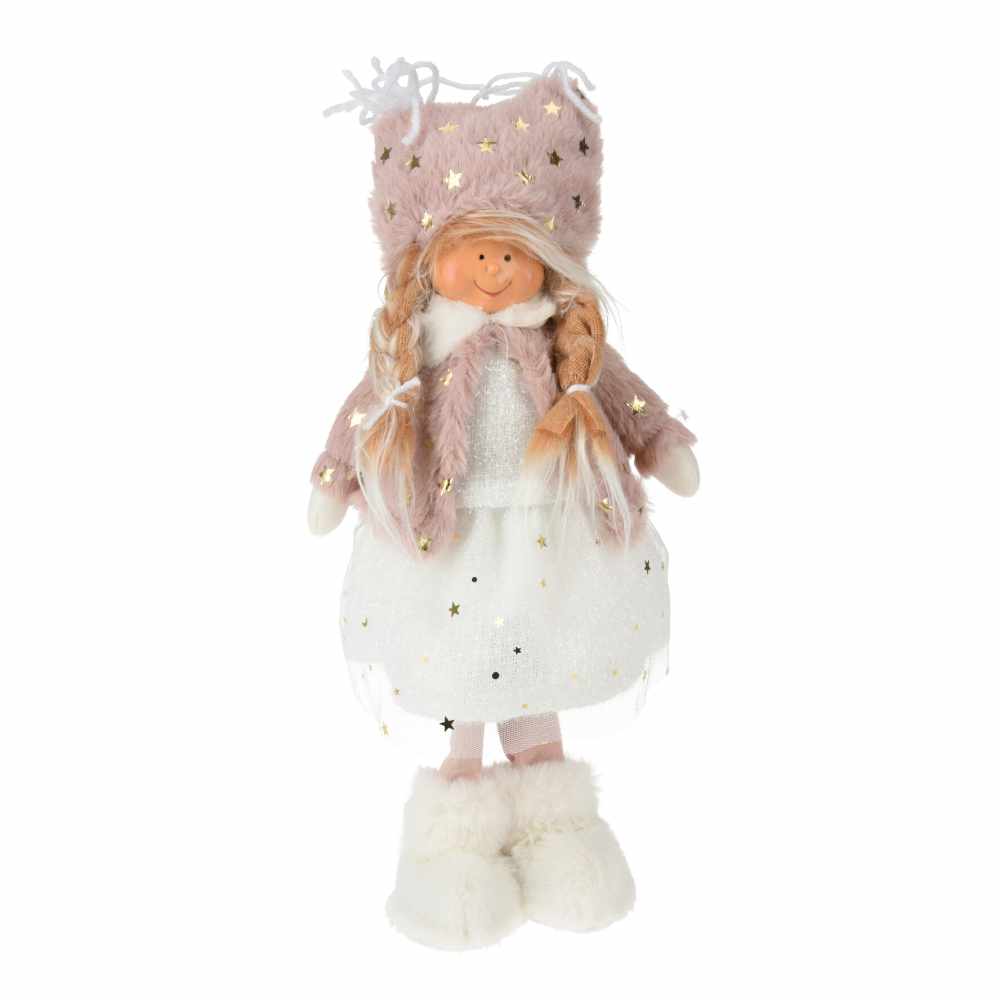 Standing Girl Figurine in Pink, Christmas Decoration