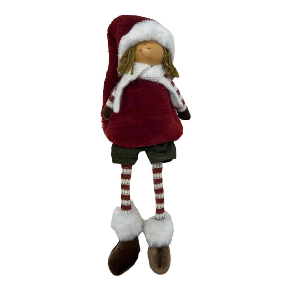 Sitting Boy Christmas Decoration – Red