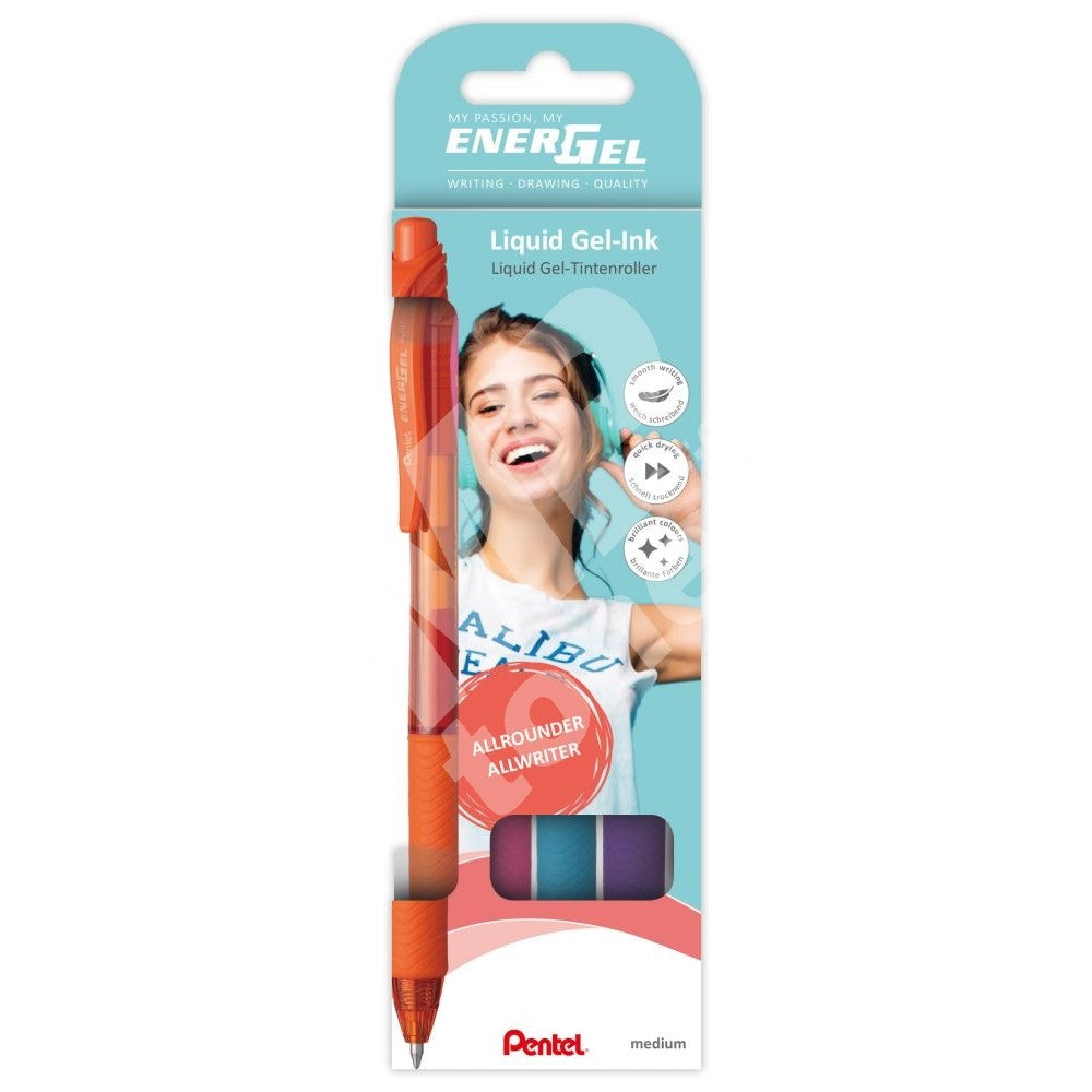 Pero gelové Pentel EnerGel BL107 - cool barvy 0,7mm / 4 ks