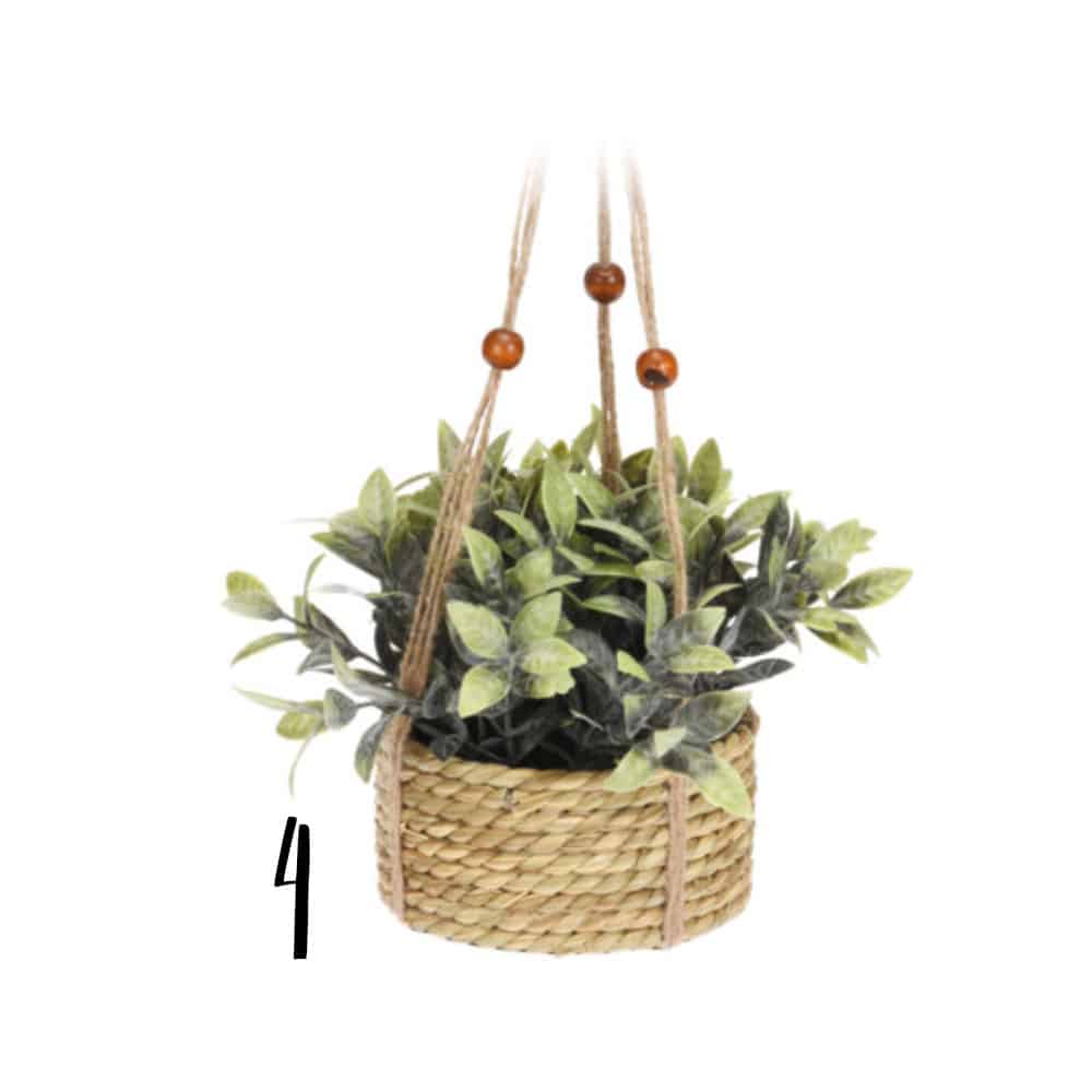 Artificial Flower in a Hanging Wicker Pot