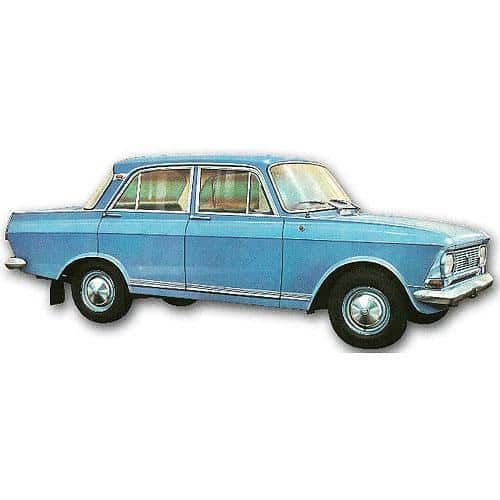 Retro T-shirt with Blue Moskvich 412 Car Print