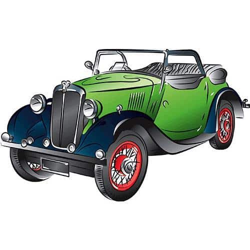 Retro T-shirt with Green Vintage Car Print