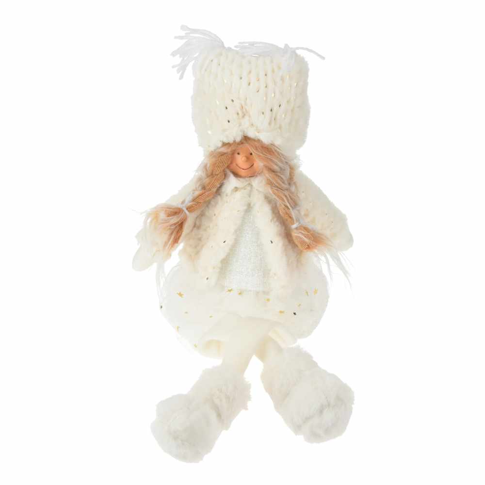 White Seated Girl Christmas Decoration