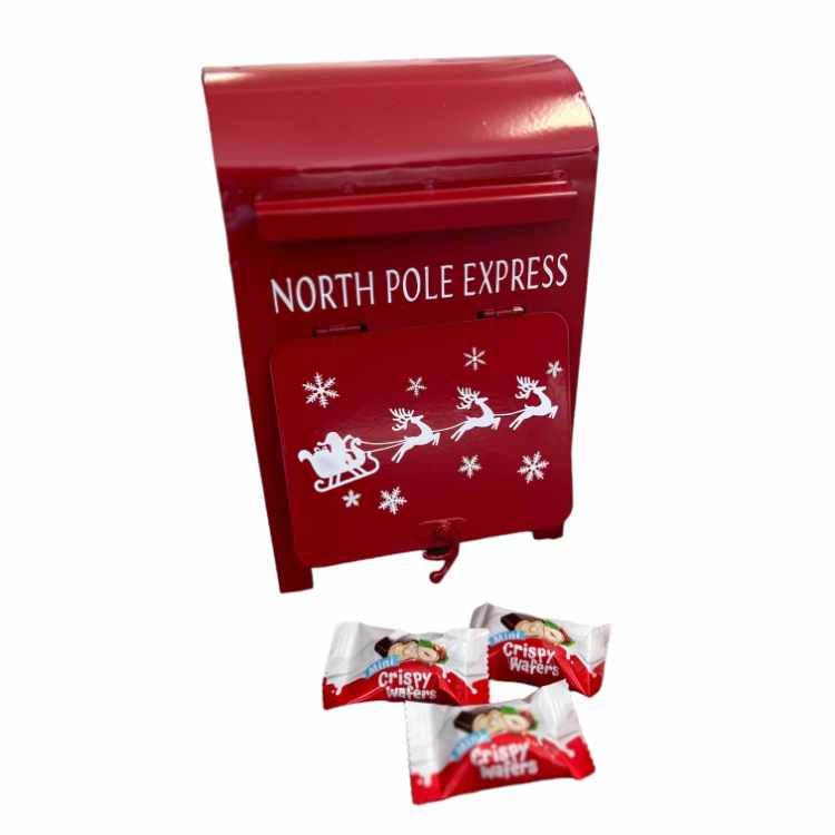 Christmas Metal Mailbox Filled with Chocolate Wafers