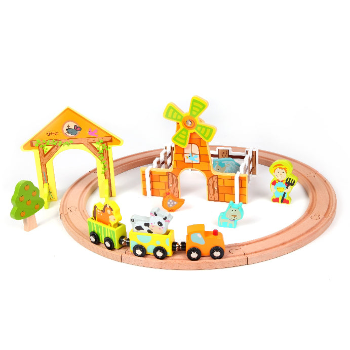 Wooden train track farm 25 pcs | Czech Toys | czechmovie