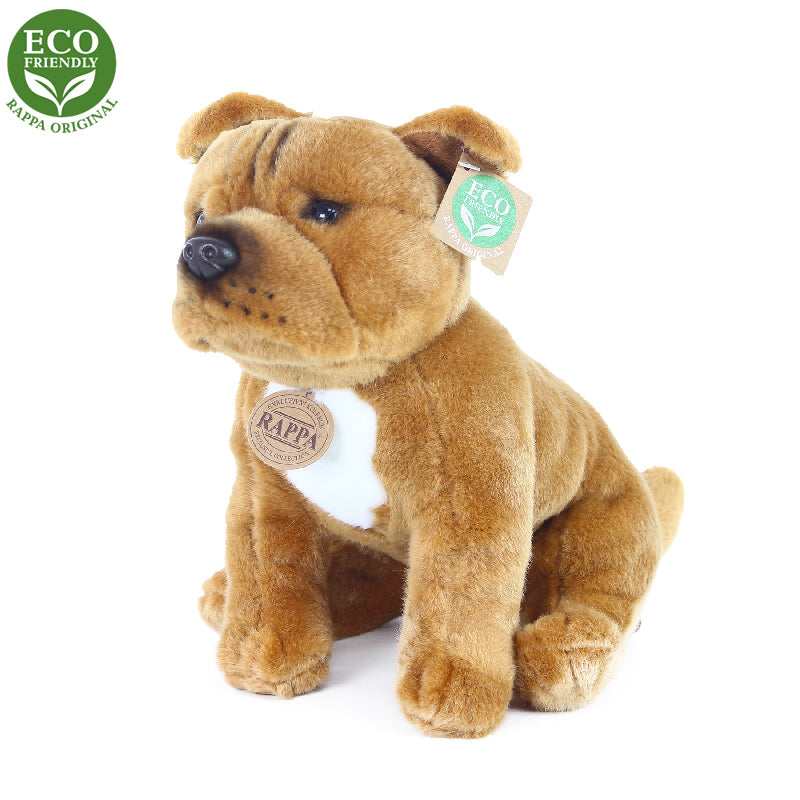 Plysovy pes stafordsirsky bulterier hnedy sedici 30 cm ECO-FRIENDLY | Czech Toys | czechmovie