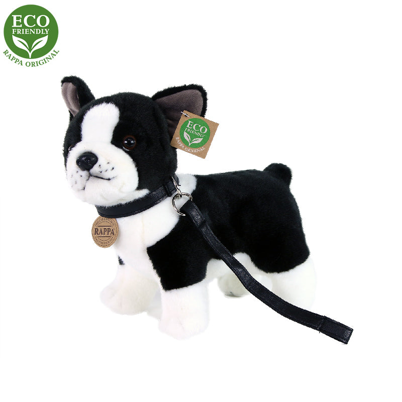 Plysovy pes francouzsky buldocek s voditkem stojici 23 cm ECO-FRIENDLY | Czech Toys | czechmovie