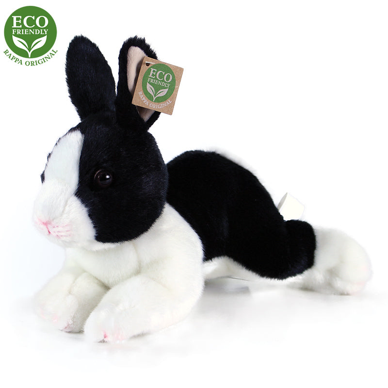 Plysovy kralik bilo-cerny lezici 23 cm ECO-FRIENDLY | Czech Toys | czechmovie